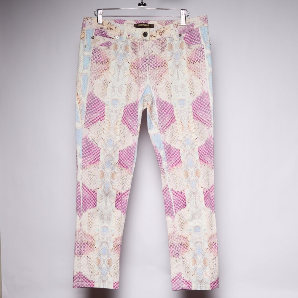 Roberto Cavalli Purple Snakeskin Jeans